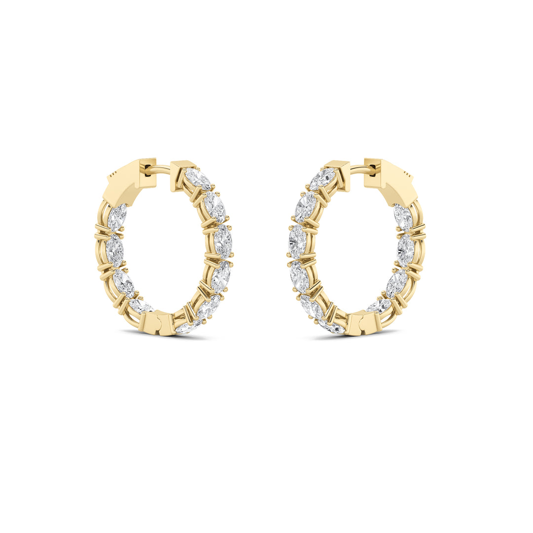 4Cttw Oval Shaped Lab Grown Diamond (G/VS) InsideOut Hoop Earrings in 14K Gold