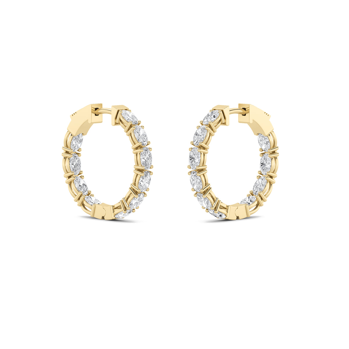 4Cttw Oval Shaped Lab Grown Diamond (G/VS) InsideOut Hoop Earrings in 14K Gold