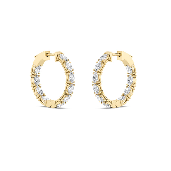 4Cttw Oval Shaped Lab Grown Diamond (F/VVS) Inside Out Hoop Earrings in 14K Gold