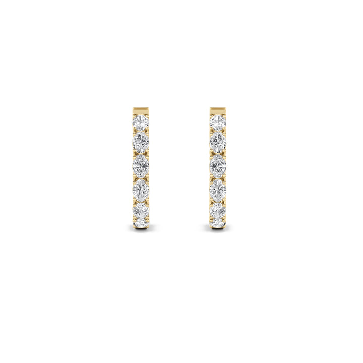 4Cttw Oval Shaped Lab Grown Diamond (F/VVS) Inside Out Hoop Earrings in 14K Gold