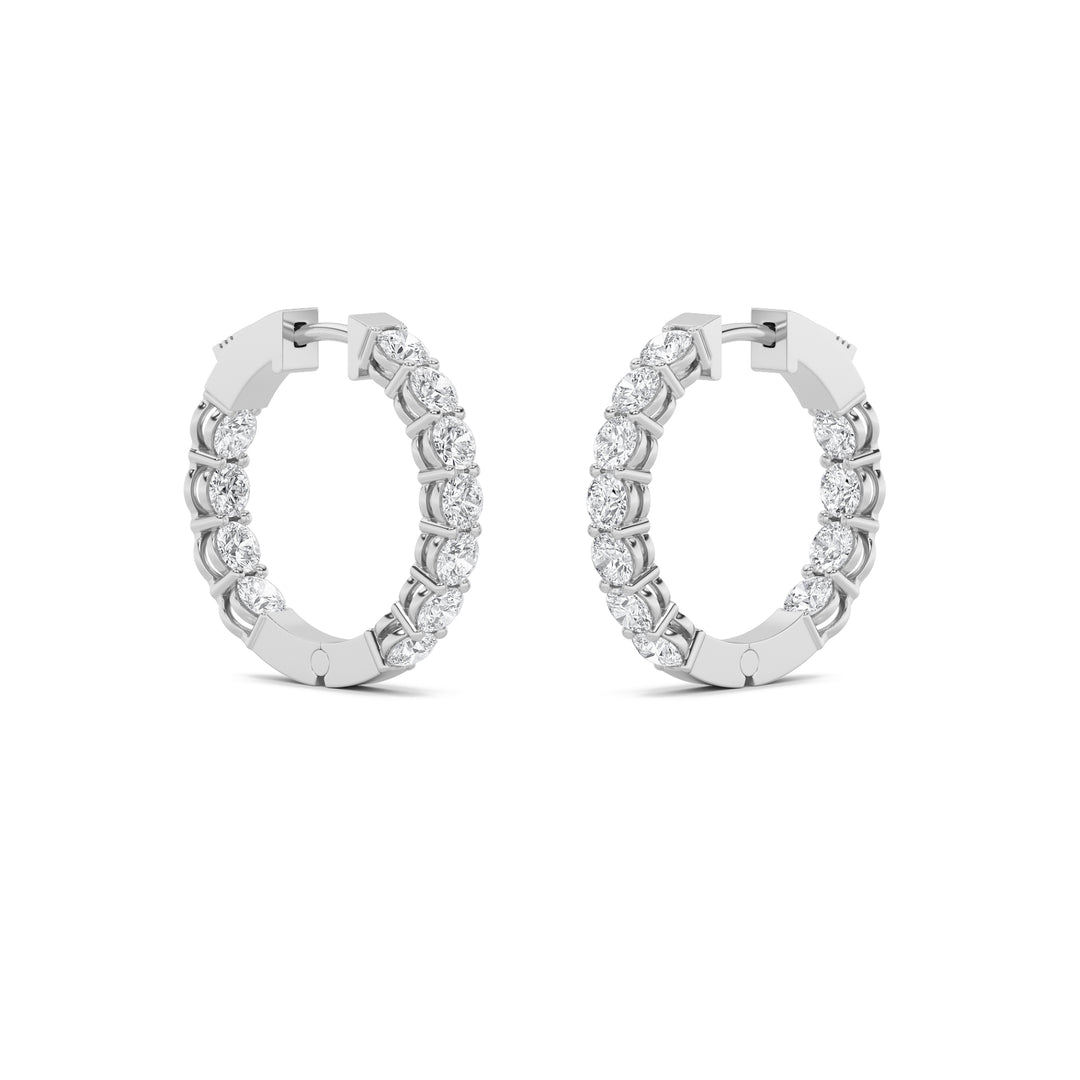 4Cttw Round Shaped Lab Grown Diamond (F/VS) Inside Out Hoop Earrings in 14K Gold