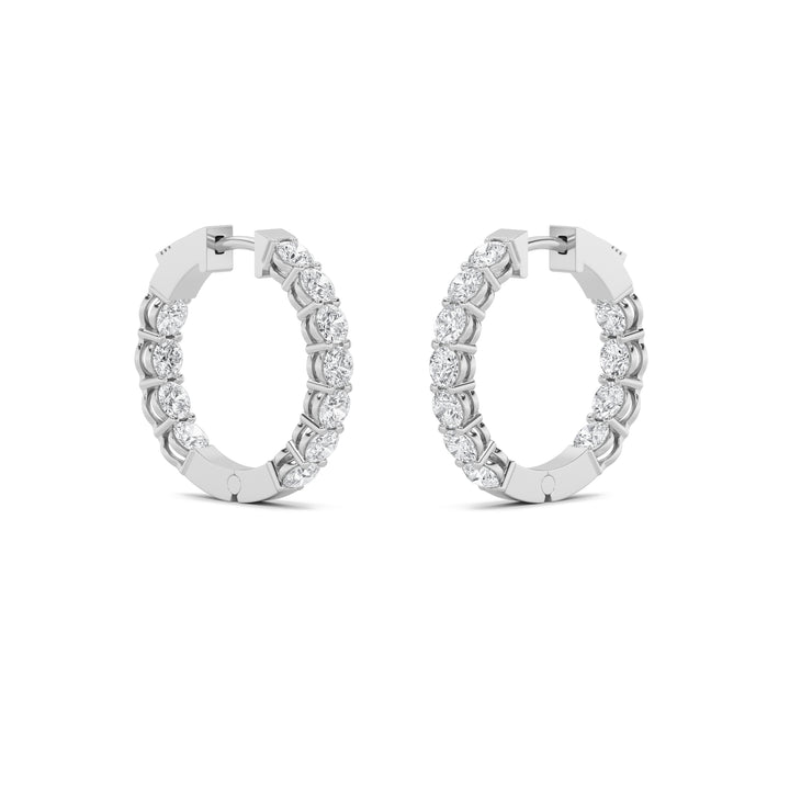 4Cttw Round Shaped Lab Grown Diamond (F/VS) Inside Out Hoop Earrings in 14K Gold
