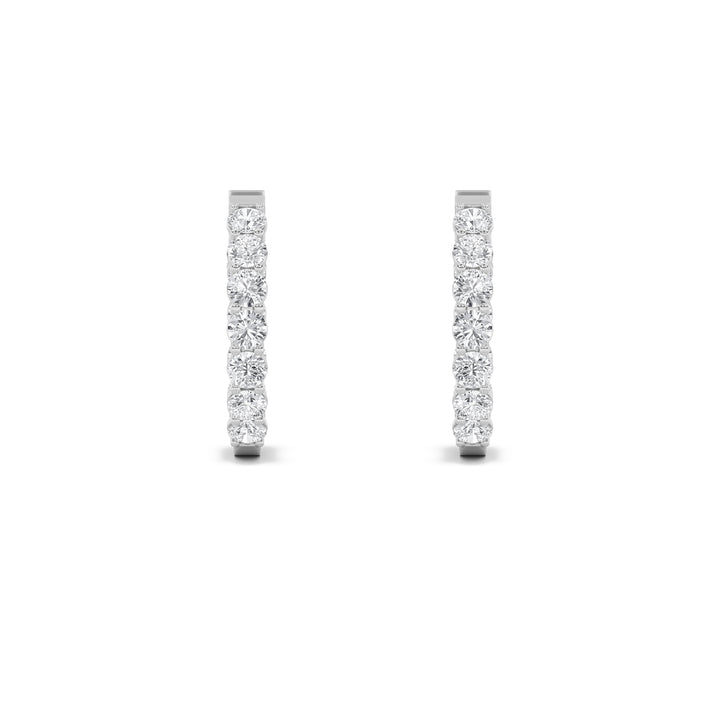 4Cttw Round Shaped Lab Grown Diamond (F/VS) Inside Out Hoop Earrings in 14K Gold