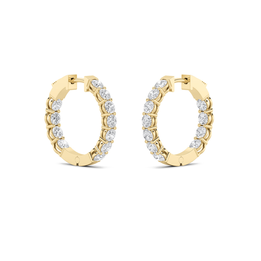 4Cttw Round Shaped Lab Grown Diamond (F/VS) Inside Out Hoop Earrings in 14K Gold