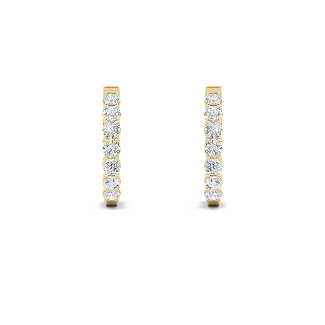 4Cttw Round Shaped Lab Grown Diamond (F/VS) Inside Out Hoop Earrings in 14K Gold