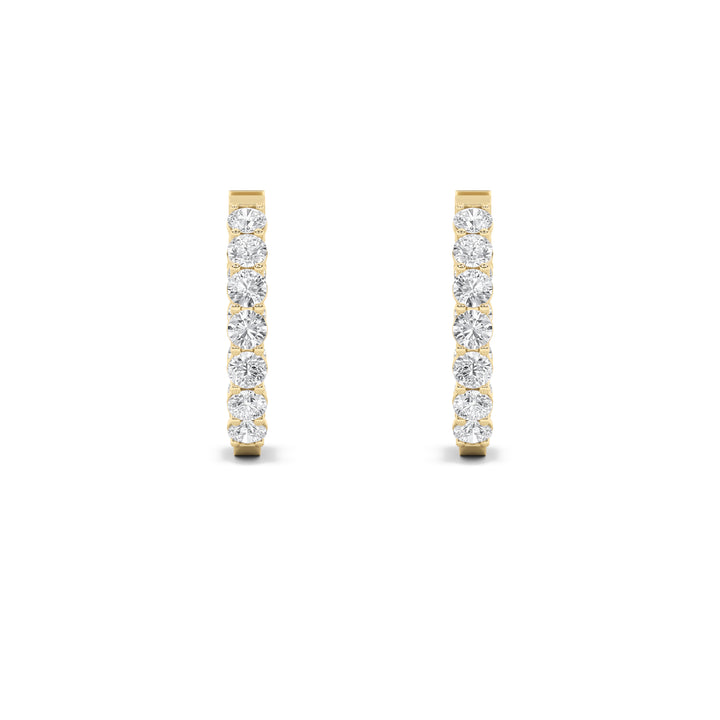 4Cttw Round Shaped Lab Grown Diamond (F/VS) Inside Out Hoop Earrings in 14K Gold