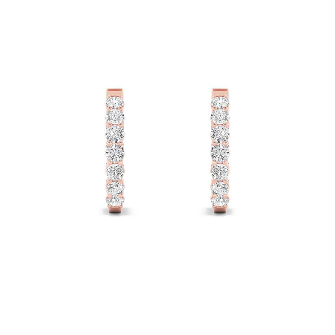 4Cttw Round Shaped Lab Grown Diamond (F/VS) Inside Out Hoop Earrings in 14K Gold