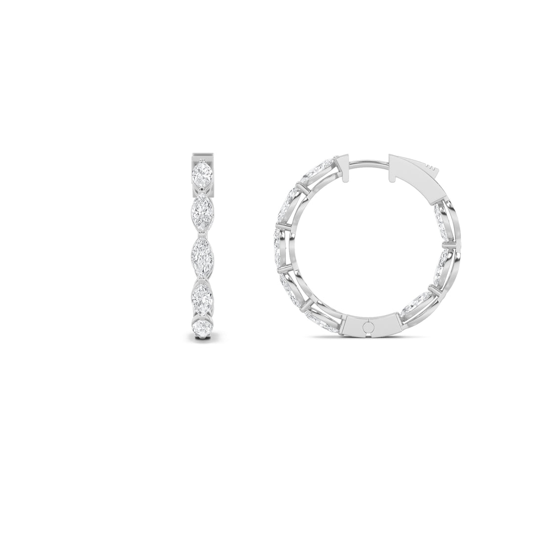 4Cttw Marquise Shaped Lab Grown Diamond (F/VVS) Inside Out Hoop Earrings in 14K Gold