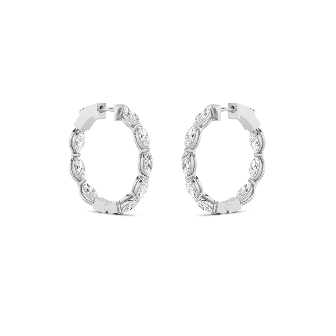4Cttw Marquise Shaped Lab Grown Diamond (F/VVS) Inside Out Hoop Earrings in 14K Gold