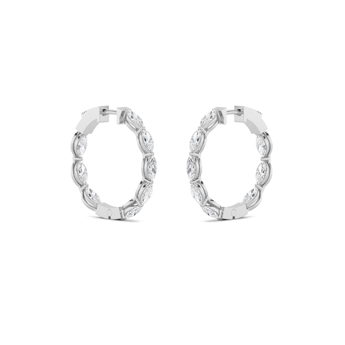 4Cttw Marquise Shaped Lab Grown Diamond (F/VVS) Inside Out Hoop Earrings in 14K Gold
