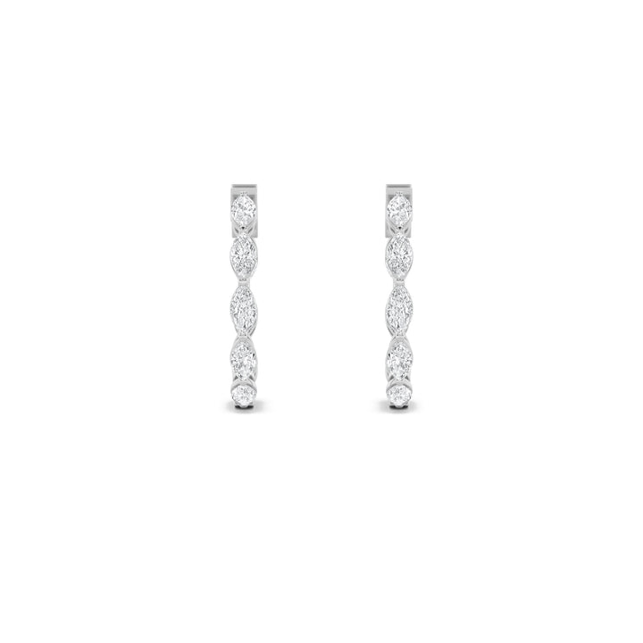 4Cttw Marquise Shaped Lab Grown Diamond (F/VVS) Inside Out Hoop Earrings in 14K Gold