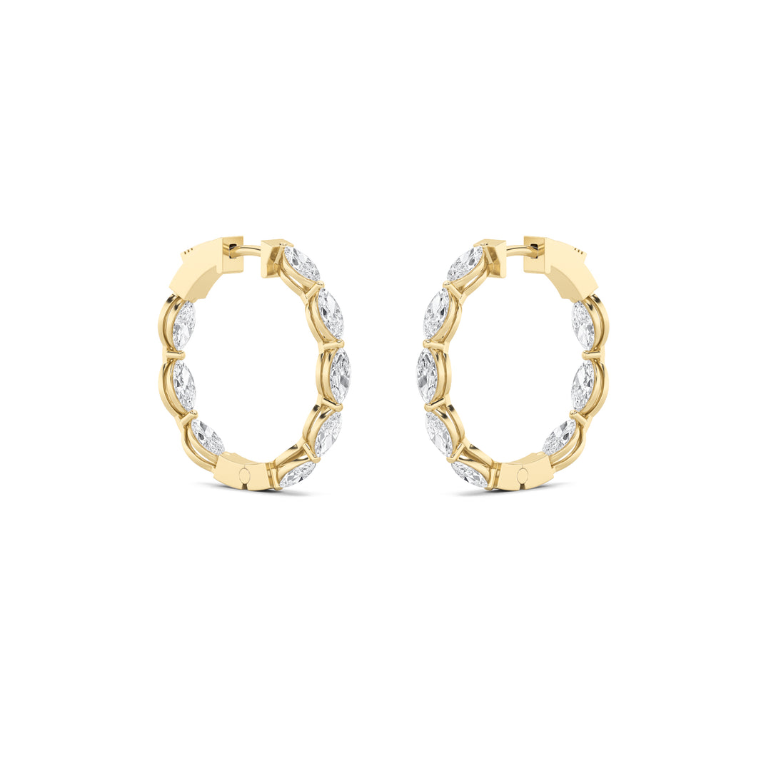 4Cttw Marquise Shaped Lab Grown Diamond (F/VS) Inside Out Hoop Earrings in 14K Gold