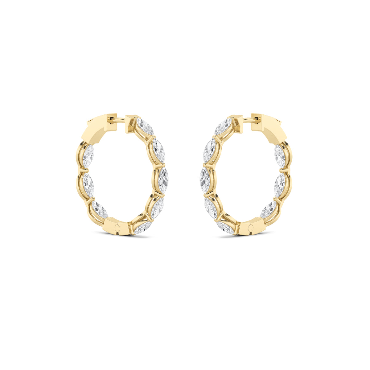 4Cttw Marquise Shaped Lab Grown Diamond (F/VS) Inside Out Hoop Earrings in 14K Gold