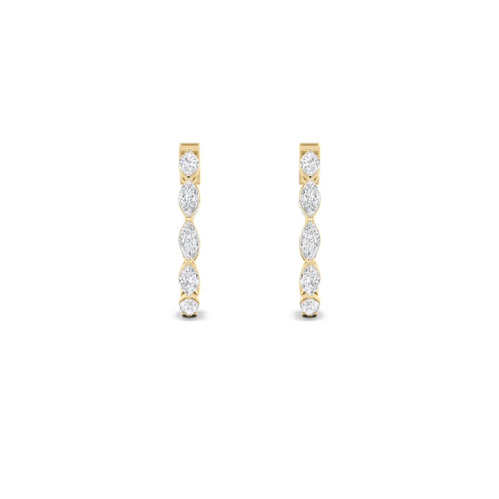 4Cttw Marquise Shaped Lab Grown Diamond (F/VS) Inside Out Hoop Earrings in 14K Gold