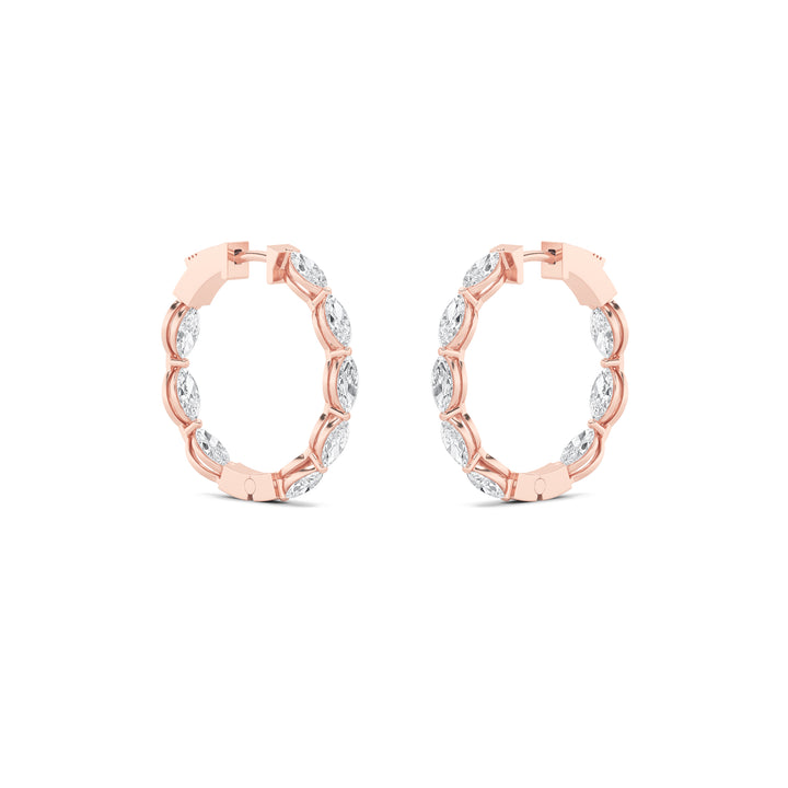 4Cttw Marquise Shaped Lab Grown Diamond (F/VS) Inside Out Hoop Earrings in 14K Gold