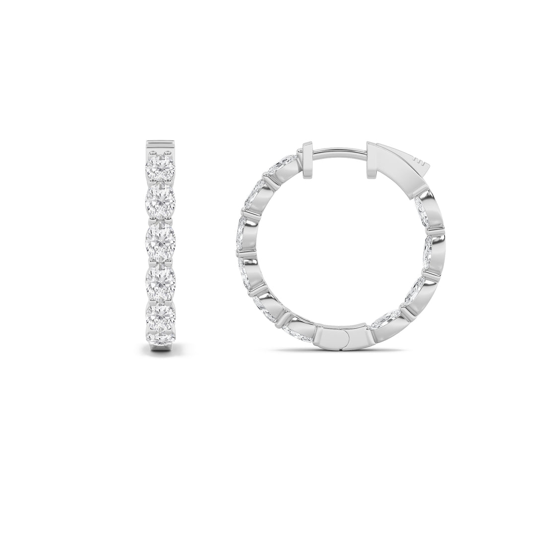 4Cttw Oval Shaped Lab Grown Diamond (G/VS) InsideOut Hoop Earrings in 14K Gold