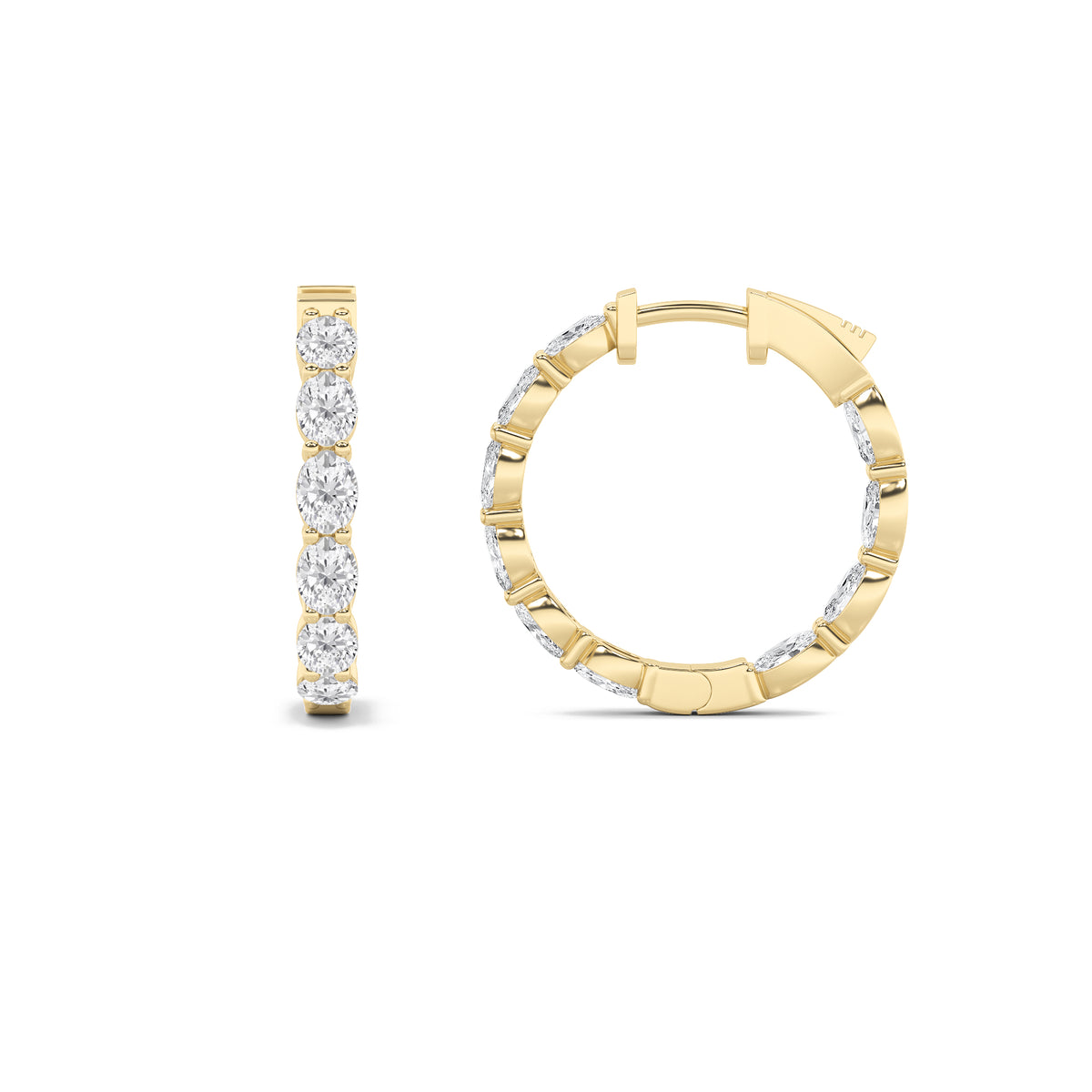 4Cttw Oval Shaped Lab Grown Diamond (G/VS) InsideOut Hoop Earrings in 14K Gold