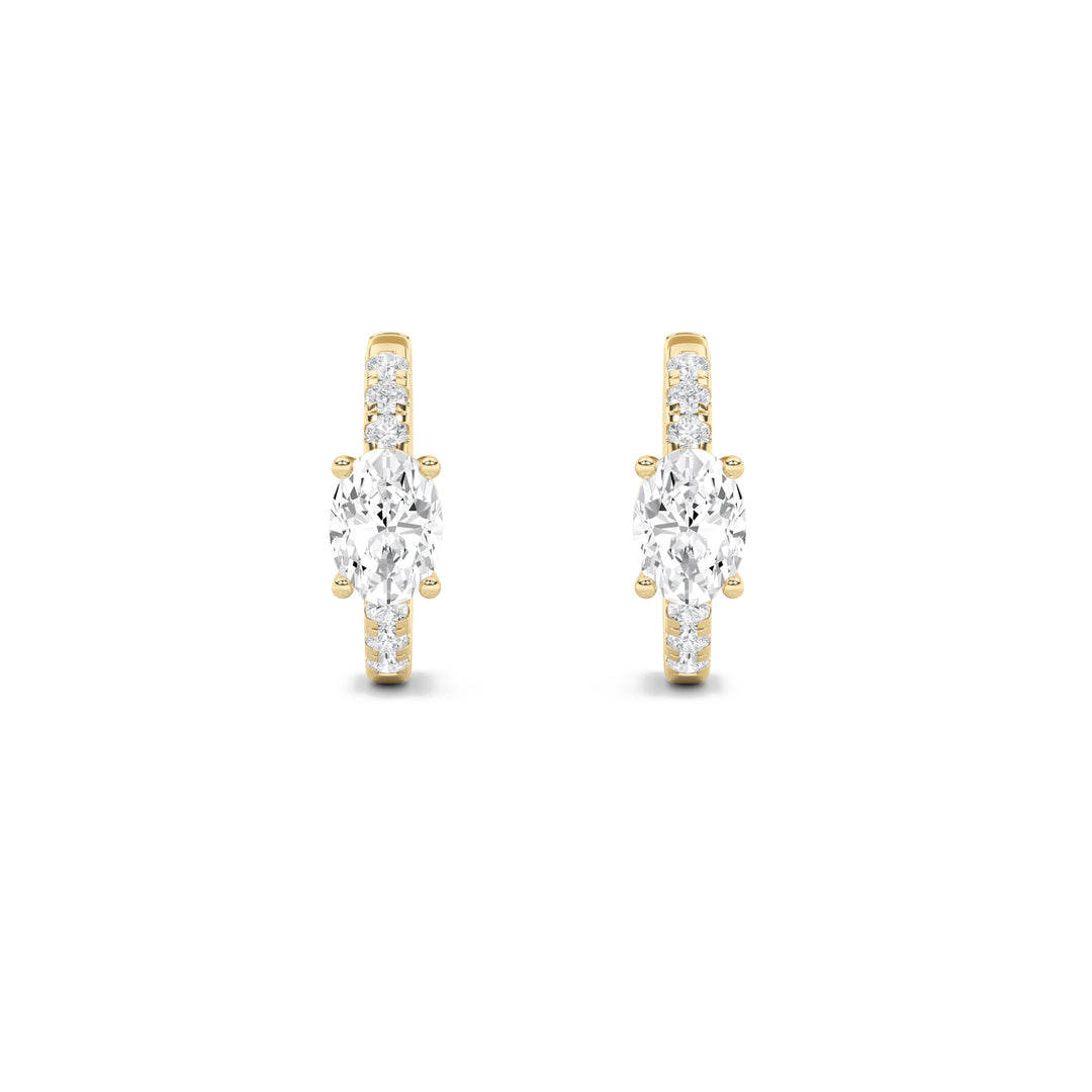 1.5Cttw Oval Shaped Lab Grown Diamond (G/VS) Solitare Accent Huggie Earrings in 14K Gold
