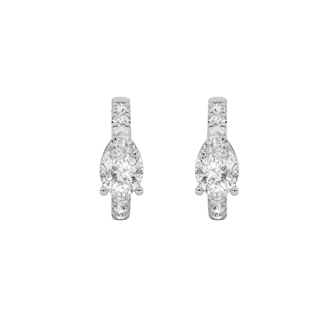 1.5Cttw Pear Shaped Lab Grown Diamond (G/VS) Solitare Accent Huggie Earrings in 14K Gold