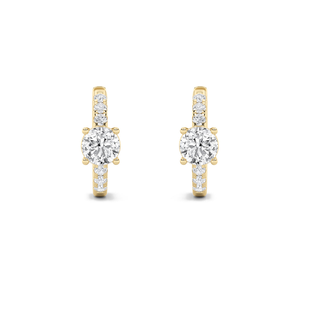 1.5Cttw Round Shaped Lab Grown Diamond (G/VS) Solitare Accent Huggie Earrings in 14K Gold