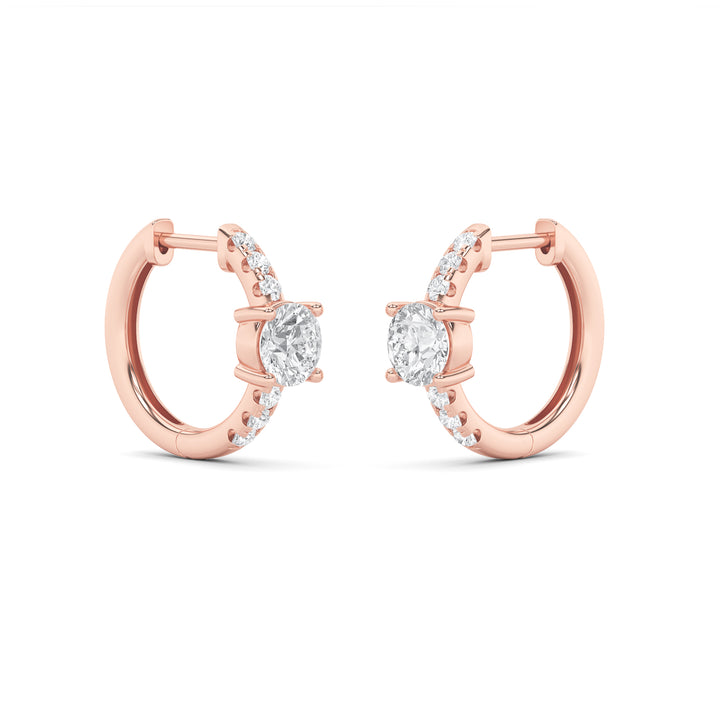 1.5Cttw Round Shaped Lab Grown Diamond (F/VS) Solitare Accent Huggie Earrings in 14K Gold