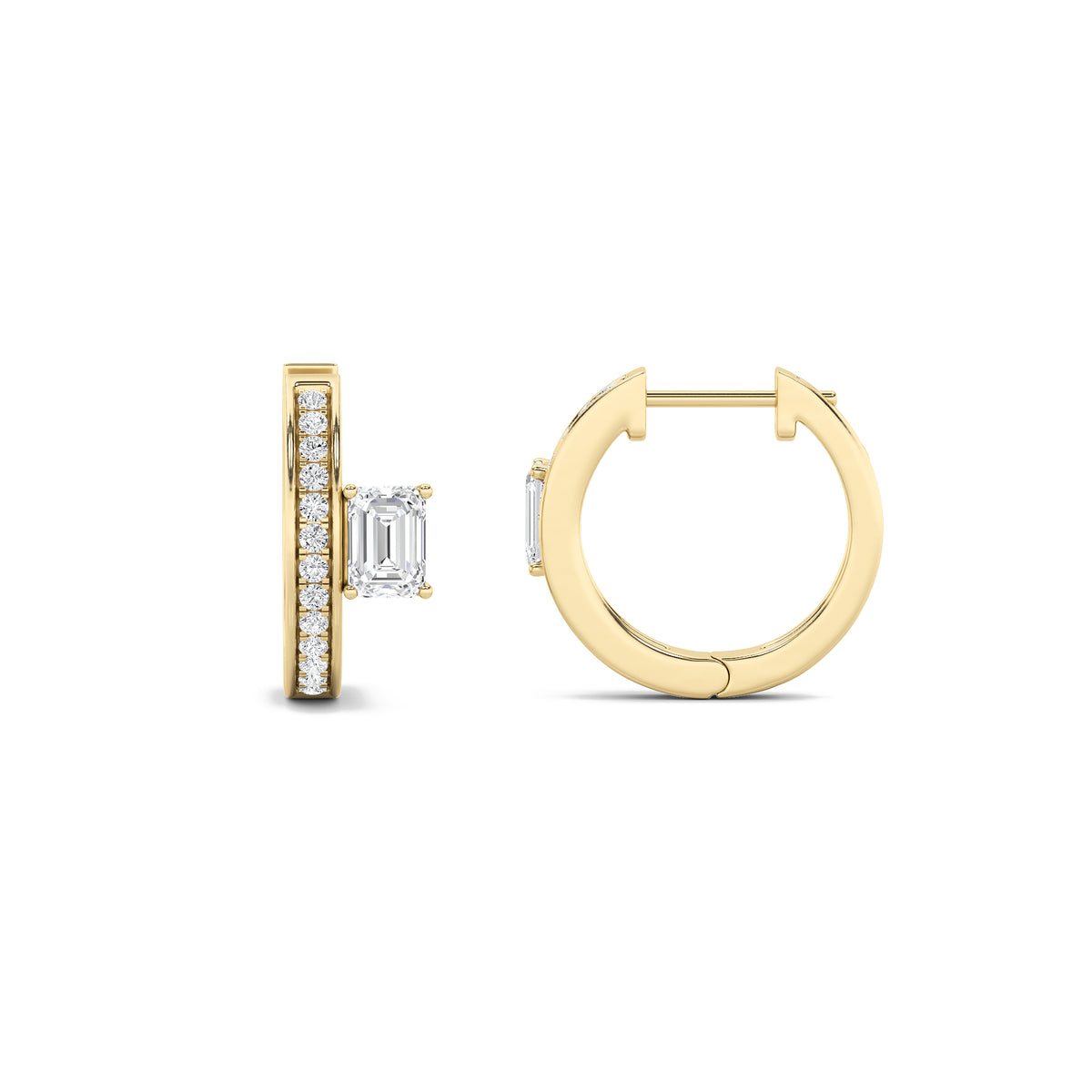 1.25Cttw Emerald Shaped Lab Grown Diamond (G/VS) Fashion Earrings in 14K Gold