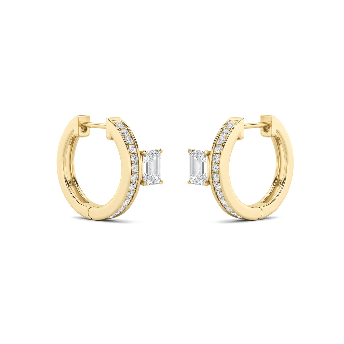 1.25Cttw Emerald Shaped Lab Grown Diamond (G/VS) Fashion Earrings in 14K Gold