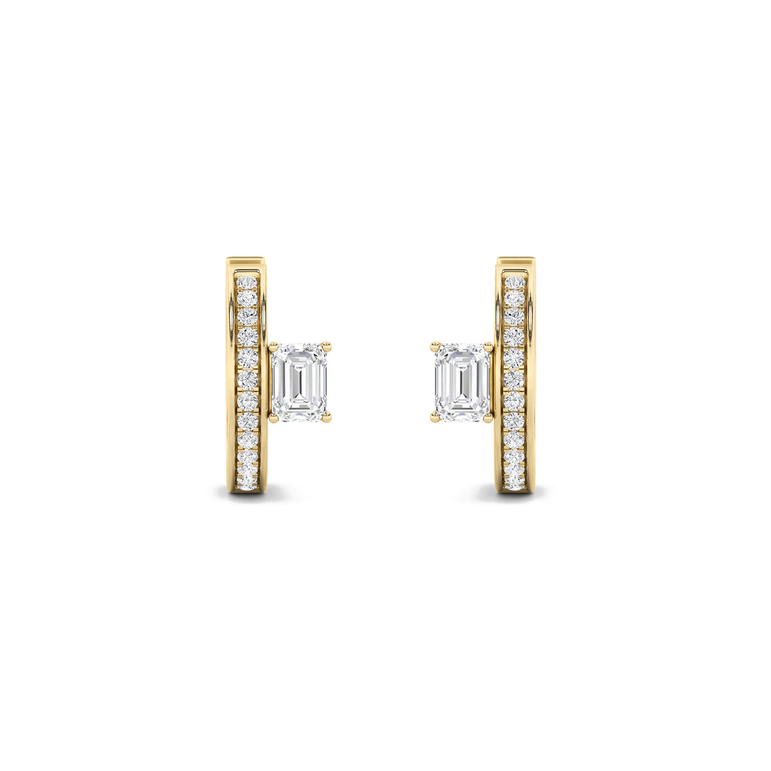 1.25Cttw Emerald Shaped Lab Grown Diamond (G/VS) Fashion Earrings in 14K Gold
