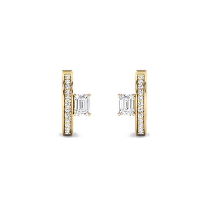 1.25Cttw Emerald Shaped Lab Grown Diamond (G/VS) Fashion Earrings in 14K Gold