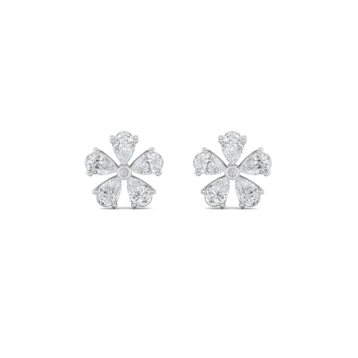 1.5Cttw Pear Shaped Lab Grown Diamond (F/VS) Floral Earrings in 14K Gold