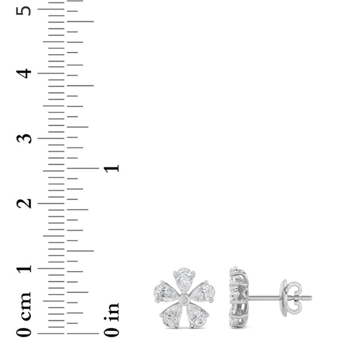 1.5Cttw Pear Shaped Lab Grown Diamond (F/VS) Floral Earrings in 14K Gold