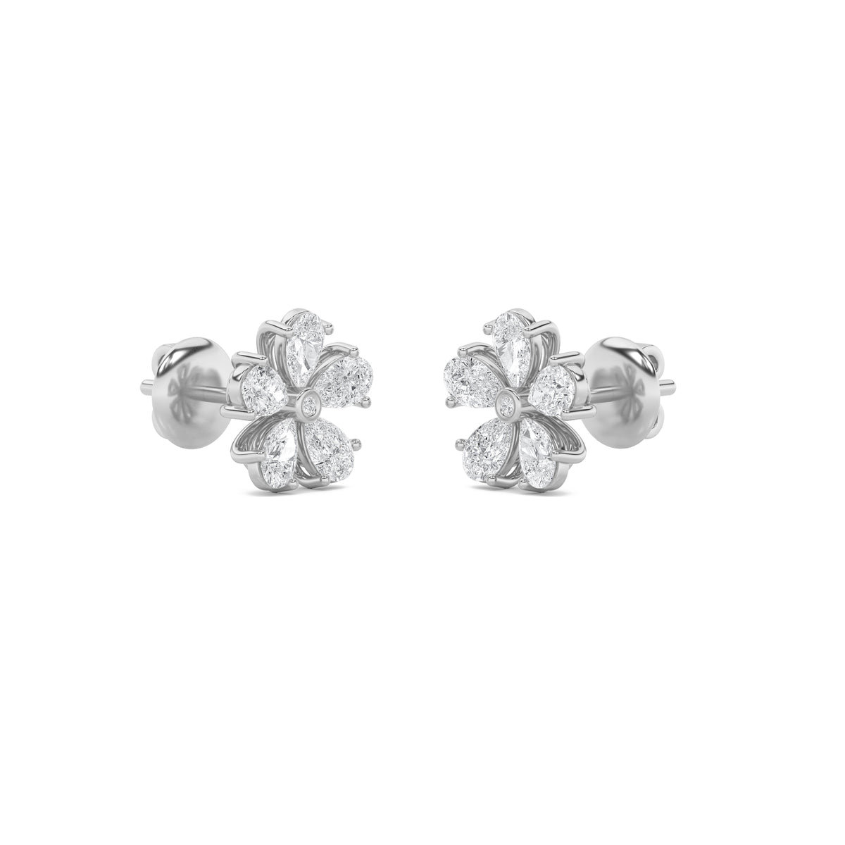 2.5Cttw Pear Shaped Lab Grown Diamond (F/VS) Floral Earrings in 14K Gold