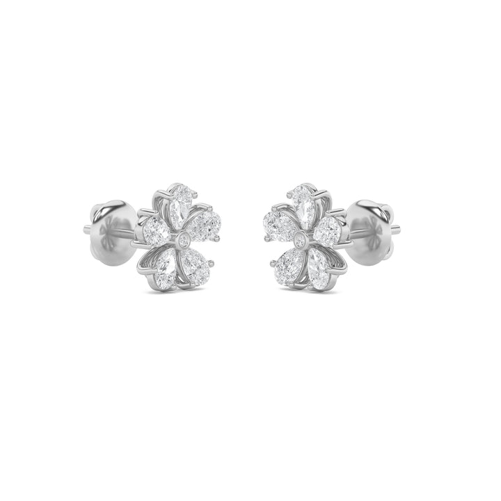 2.5Cttw Pear Shaped Lab Grown Diamond (F/VS) Floral Earrings in 14K Gold