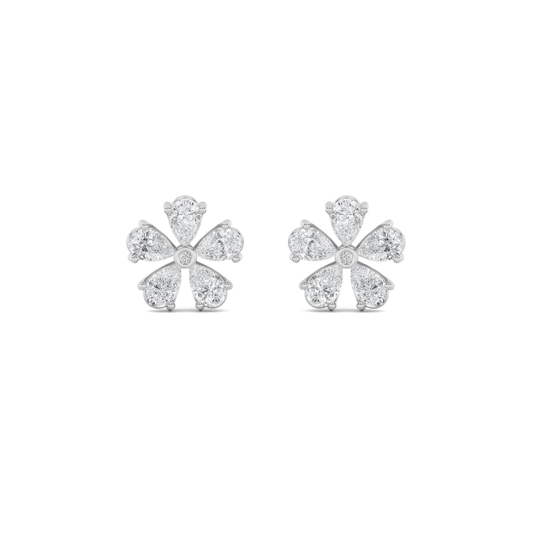 2.5Cttw Pear Shaped Lab Grown Diamond (F/VS) Floral Earrings in 14K Gold