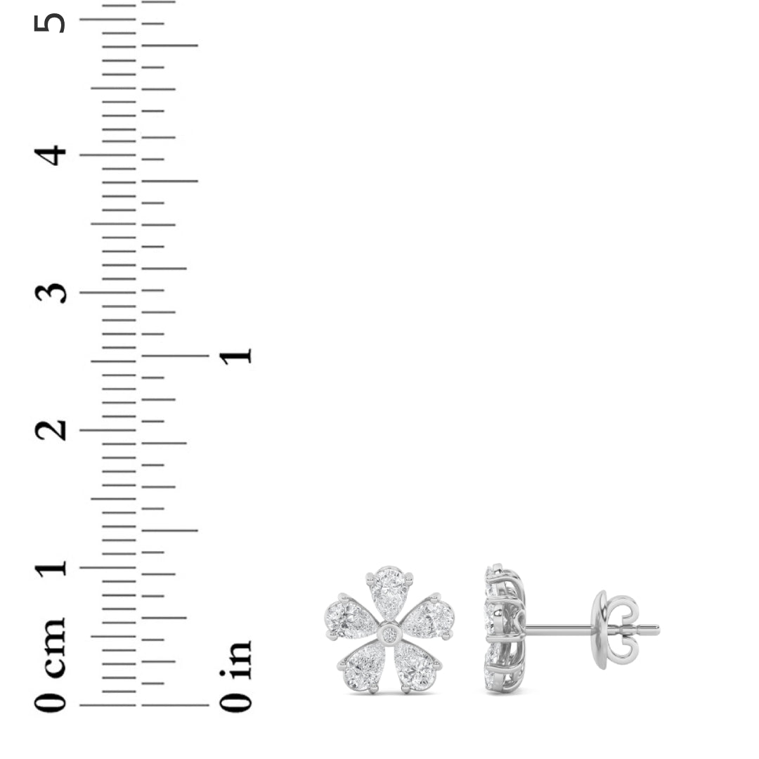 2.5Cttw Pear Shaped Lab Grown Diamond (F/VS) Floral Earrings in 14K Gold