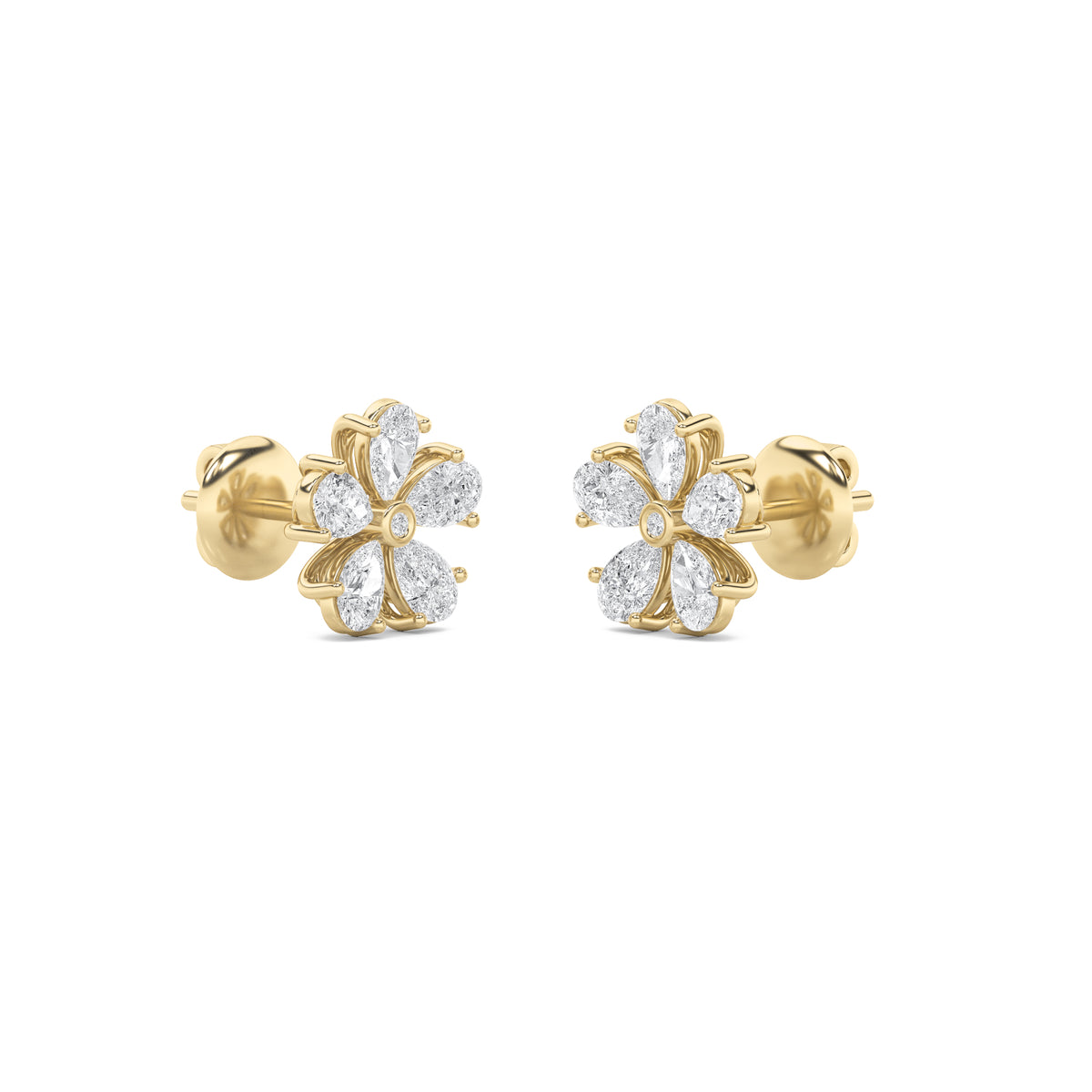 2.5Cttw Pear Shaped Lab Grown Diamond (F/VS) Floral Earrings in 14K Gold
