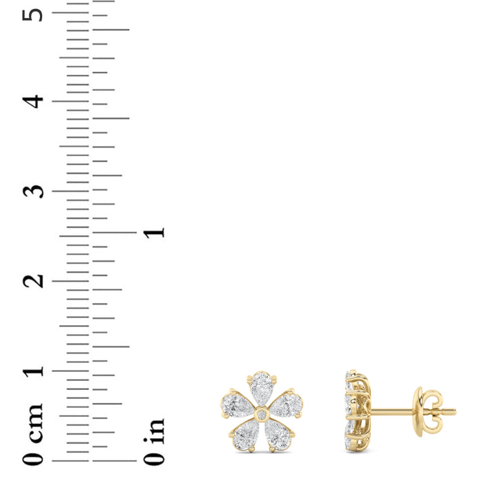 2.5Cttw Pear Shaped Lab Grown Diamond (F/VS) Floral Earrings in 14K Gold