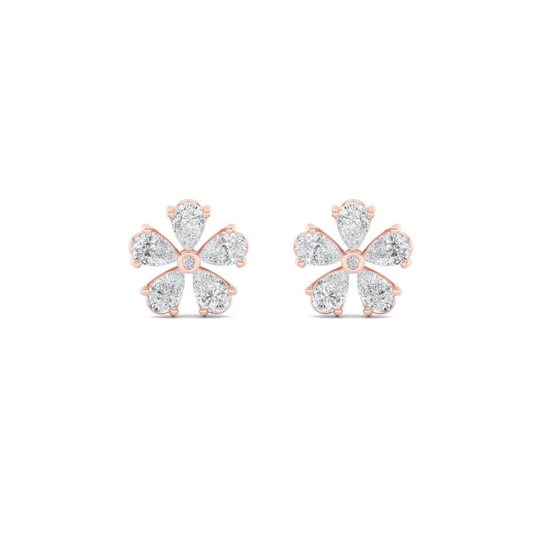 2.5Cttw Pear Shaped Lab Grown Diamond (F/VS) Floral Earrings in 14K Gold