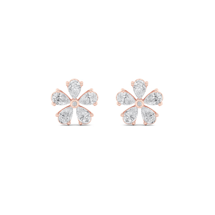 2.5Cttw Pear Shaped Lab Grown Diamond (F/VS) Floral Earrings in 14K Gold