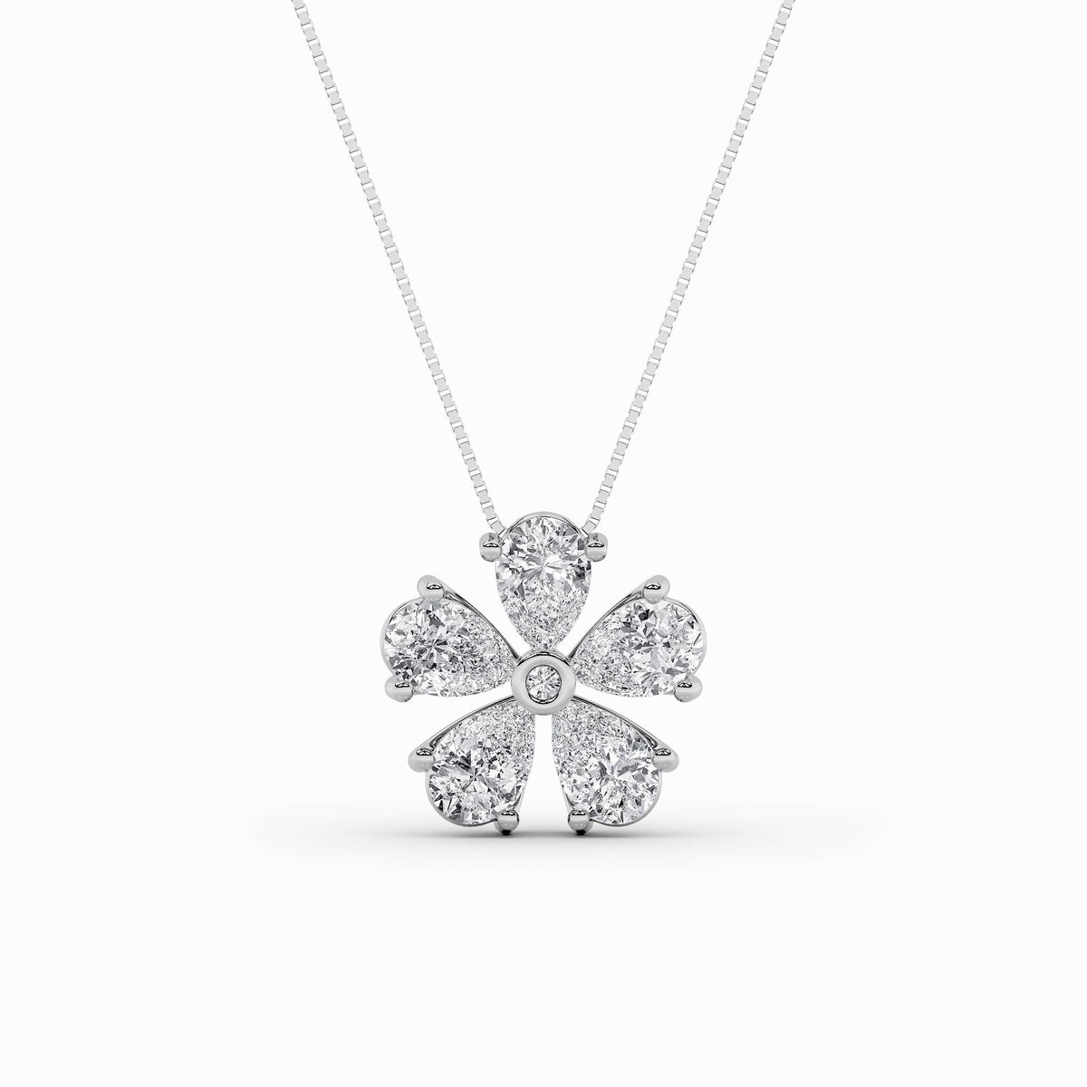 1.5Cttw Pear Shaped Lab Grown Diamond (F/VS) Floral Pendant in 14K Gold