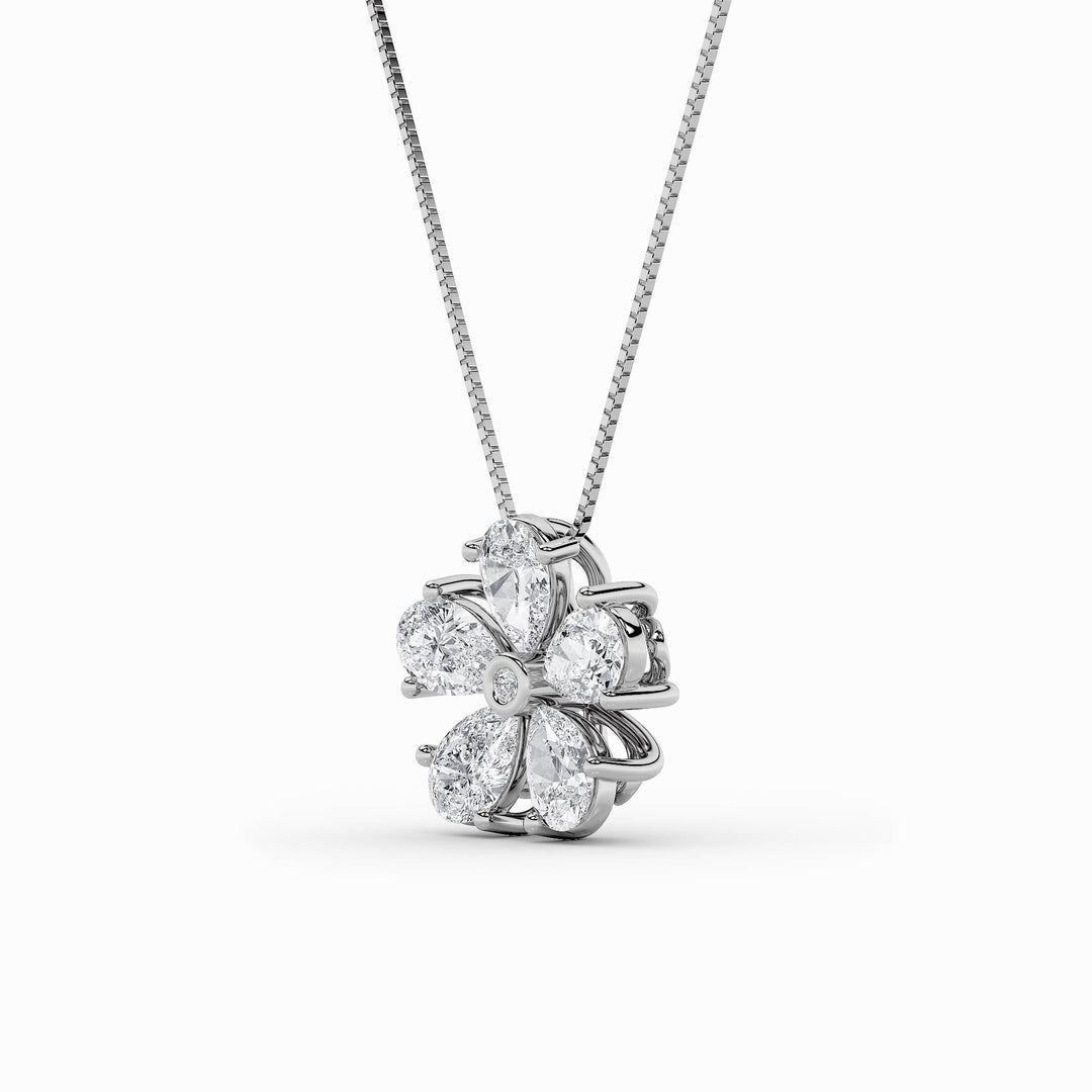 1.5Cttw Pear Shaped Lab Grown Diamond (F/VS) Floral Pendant in 14K Gold