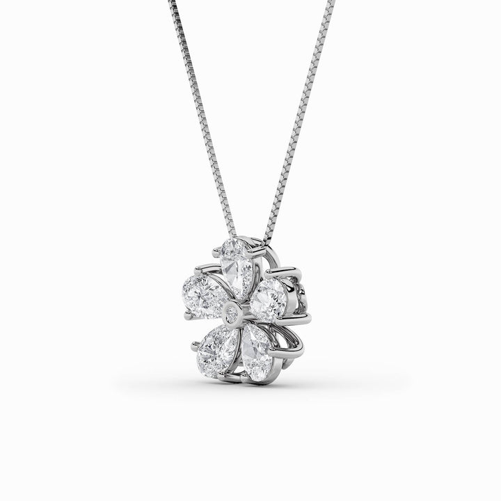 1.5Cttw Pear Shaped Lab Grown Diamond (F/VS) Floral Pendant in 14K Gold