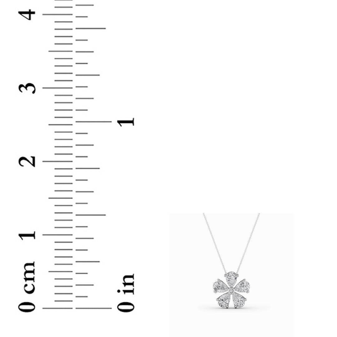1.5Cttw Pear Shaped Lab Grown Diamond (F/VS) Floral Pendant in 14K Gold