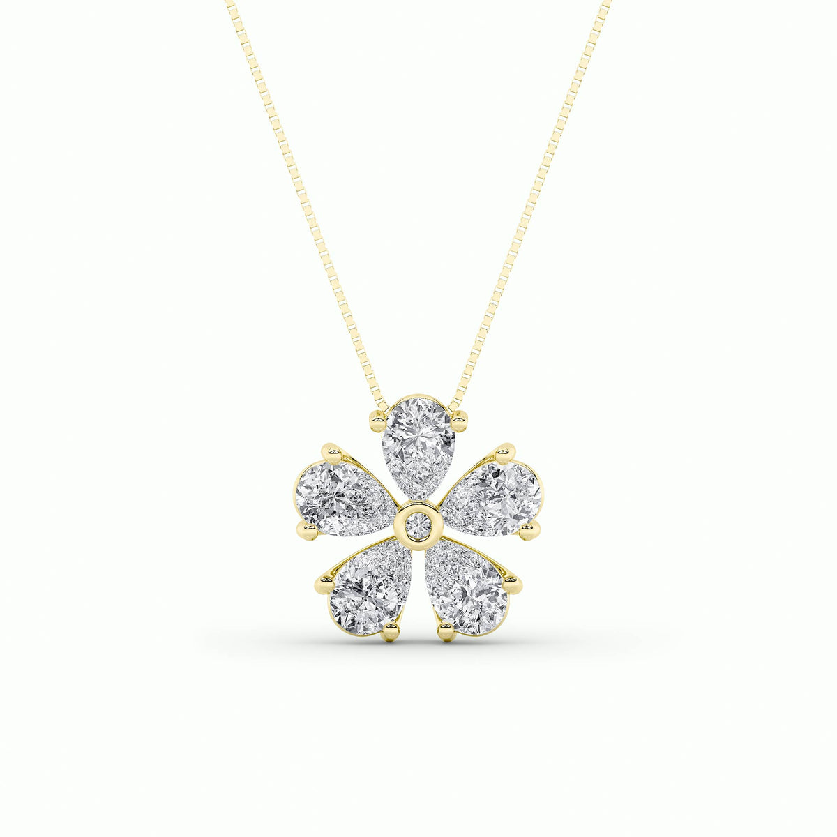1.5Cttw Pear Shaped Lab Grown Diamond (F/VS) Floral Pendant in 14K Gold