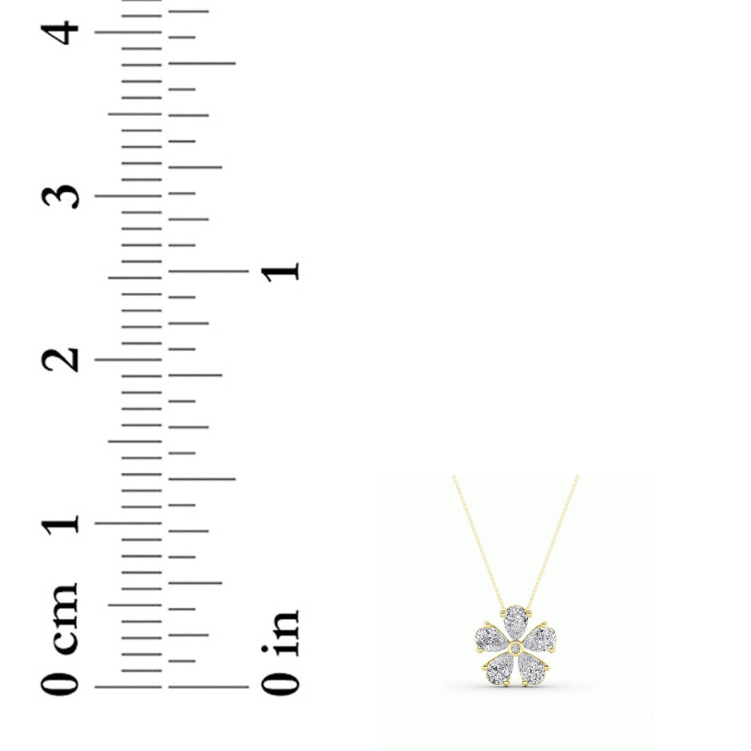 1.5Cttw Pear Shaped Lab Grown Diamond (F/VS) Floral Pendant in 14K Gold