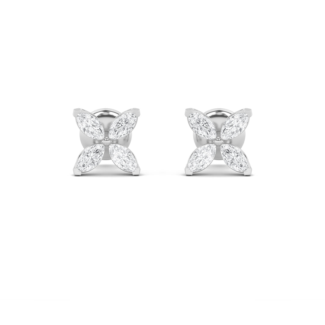 1.5Cttw Marquise Shaped Lab Grown Diamond (G/VS) Flower Earrings in 14K Gold