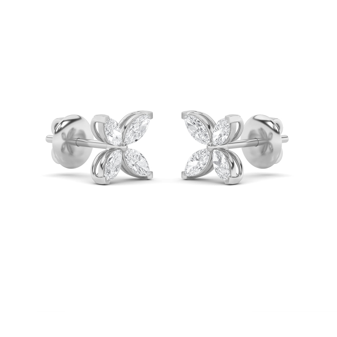 1.5Cttw Marquise Shaped Lab Grown Diamond (F/VVS)Flower Earrings in 14K Gold