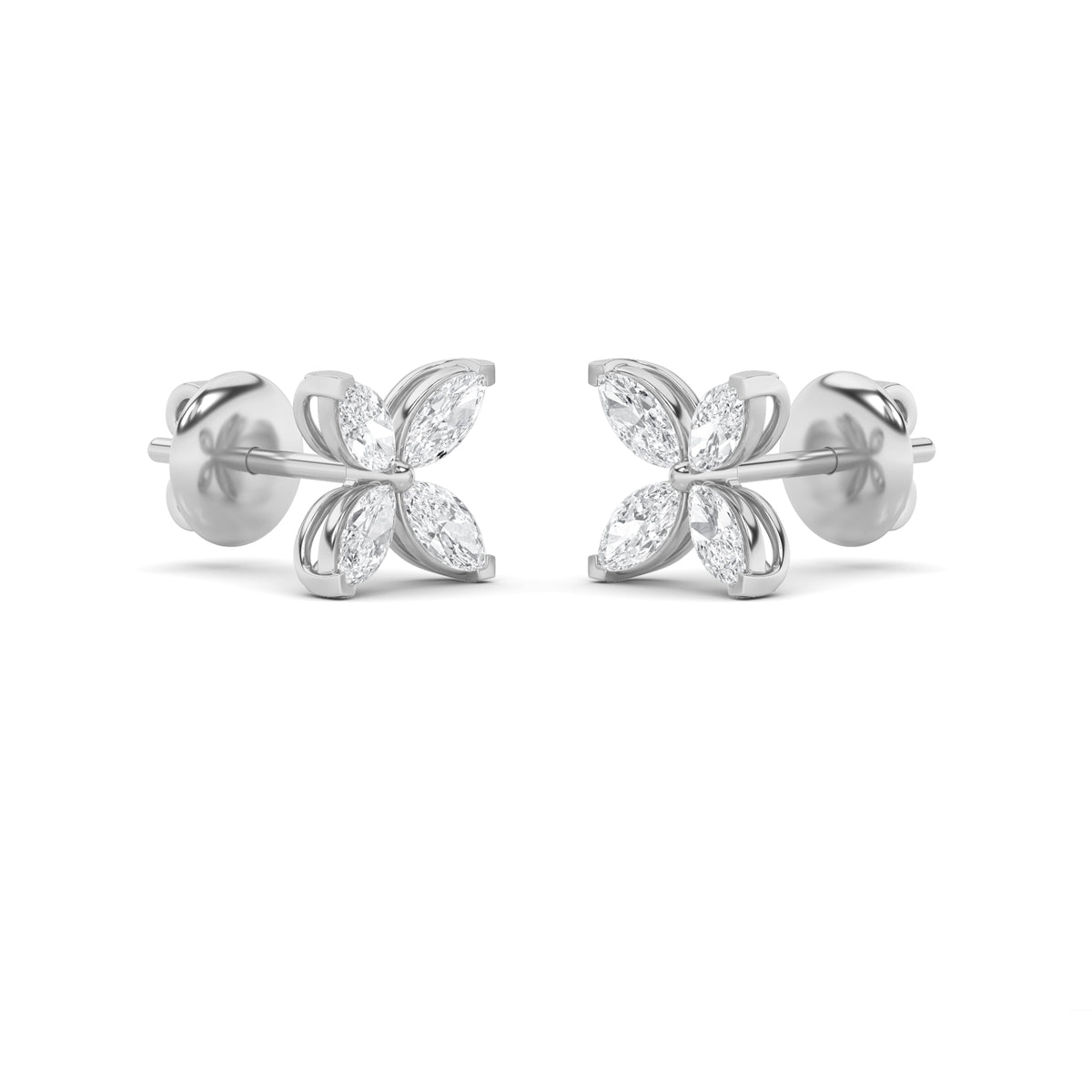 1.5Cttw Marquise Shaped Lab Grown Diamond (F/VVS)Flower Earrings in 14K Gold