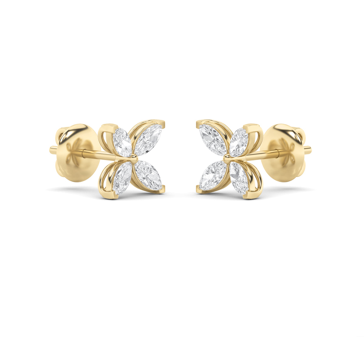 1.5Cttw Marquise Shaped Lab Grown Diamond (G/VS) Flower Earrings in 14K Gold