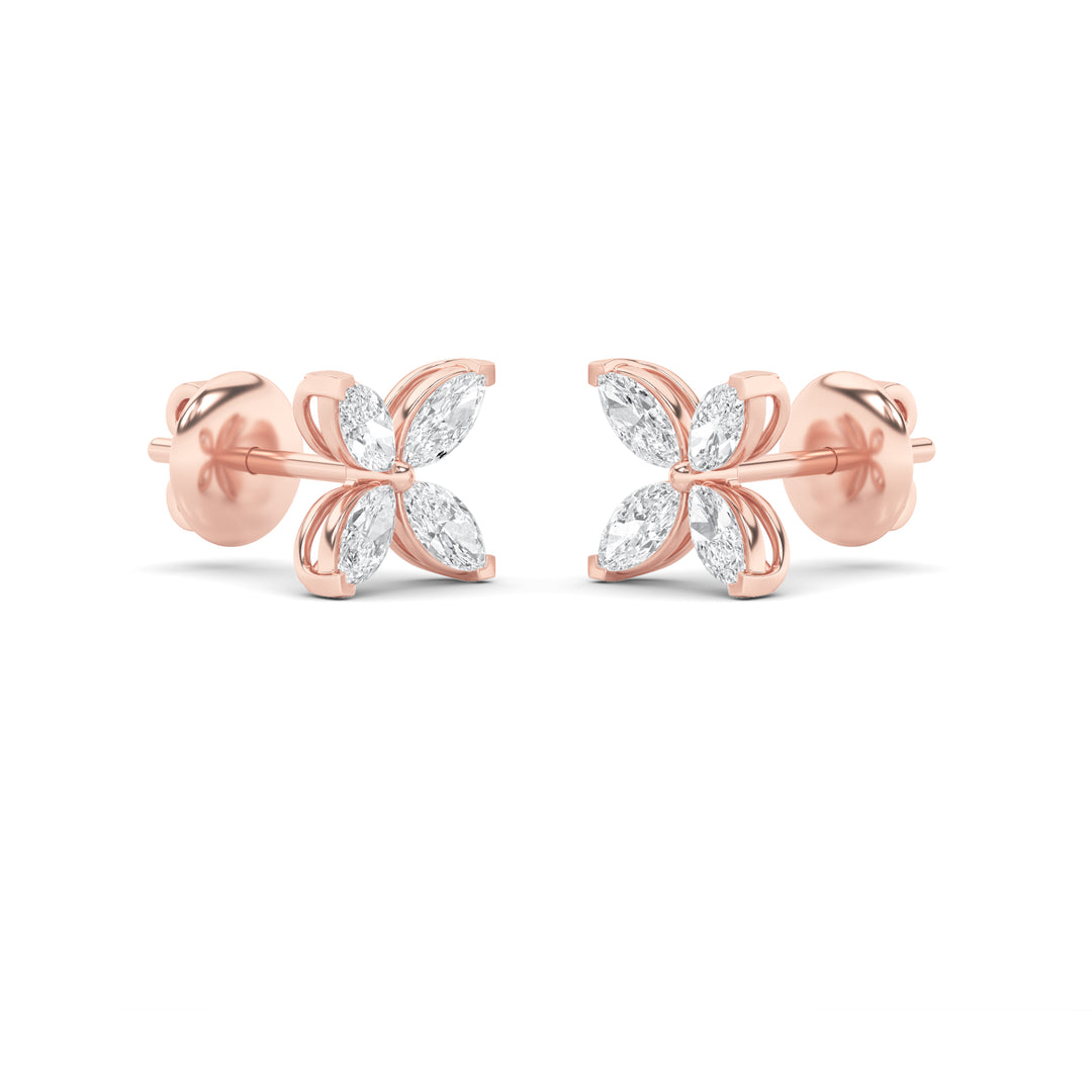 1.5Cttw Marquise Shaped Lab Grown Diamond (F/VS) Flower Earrings in 14K Gold